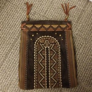 Ugg leather boho studded fringe bag